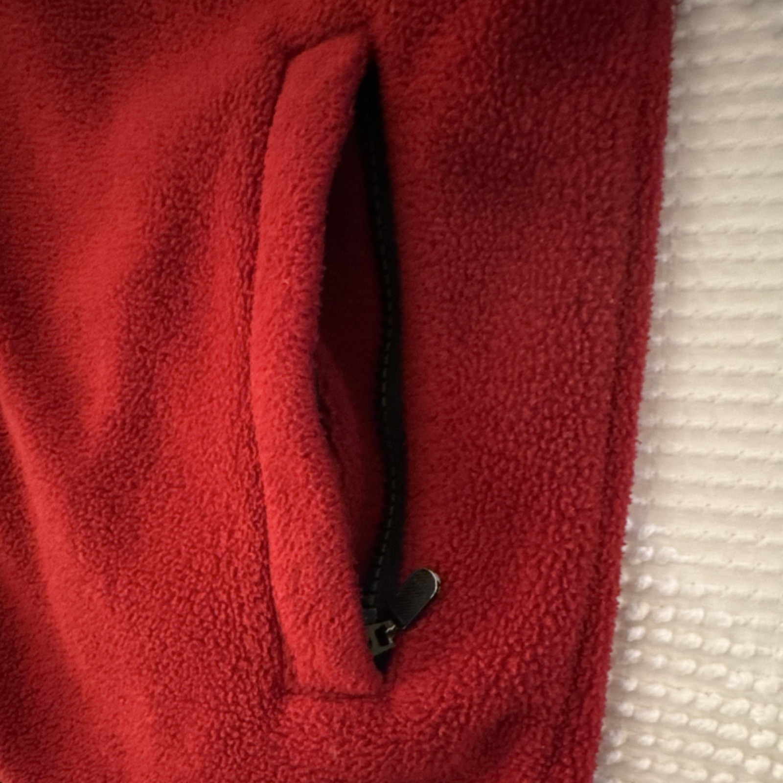 Red Hooded Full Zip Vest M Unisex Adults Pockets Short Length Casual Fall Winter