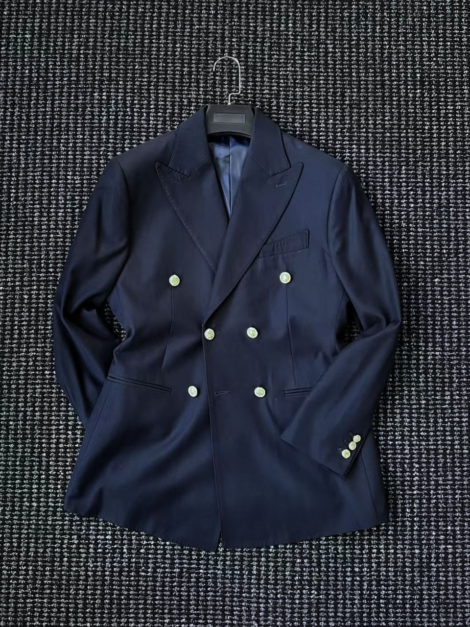 Retro Mens Double Breasted Lapel Collar Suit Jacket Blazer Formal Dress Business