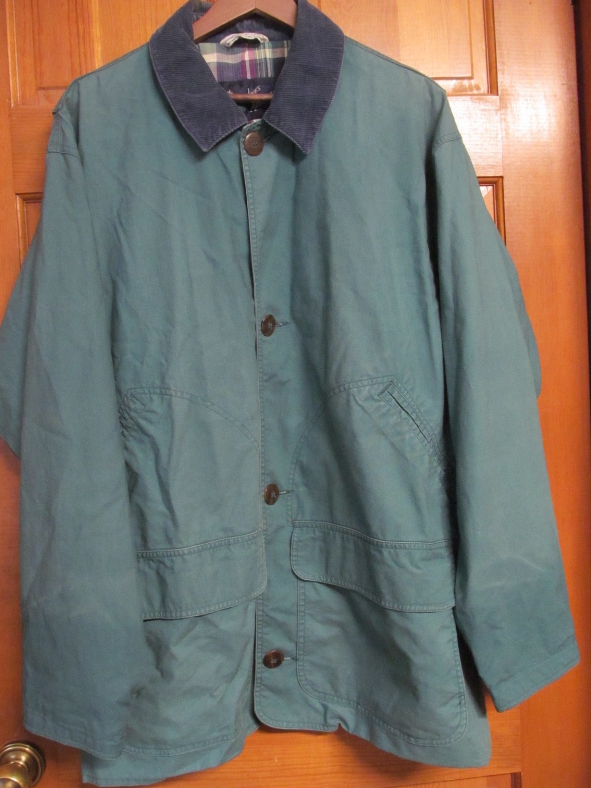 VTG Life’s Adventures Mens Large Chore Coat Green Barn Jacket Corduroy Collar