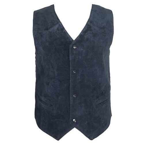 Men’s Suede Vest Soft Casual 4 Snap Closure Western Front Sleeveless Pockets Top