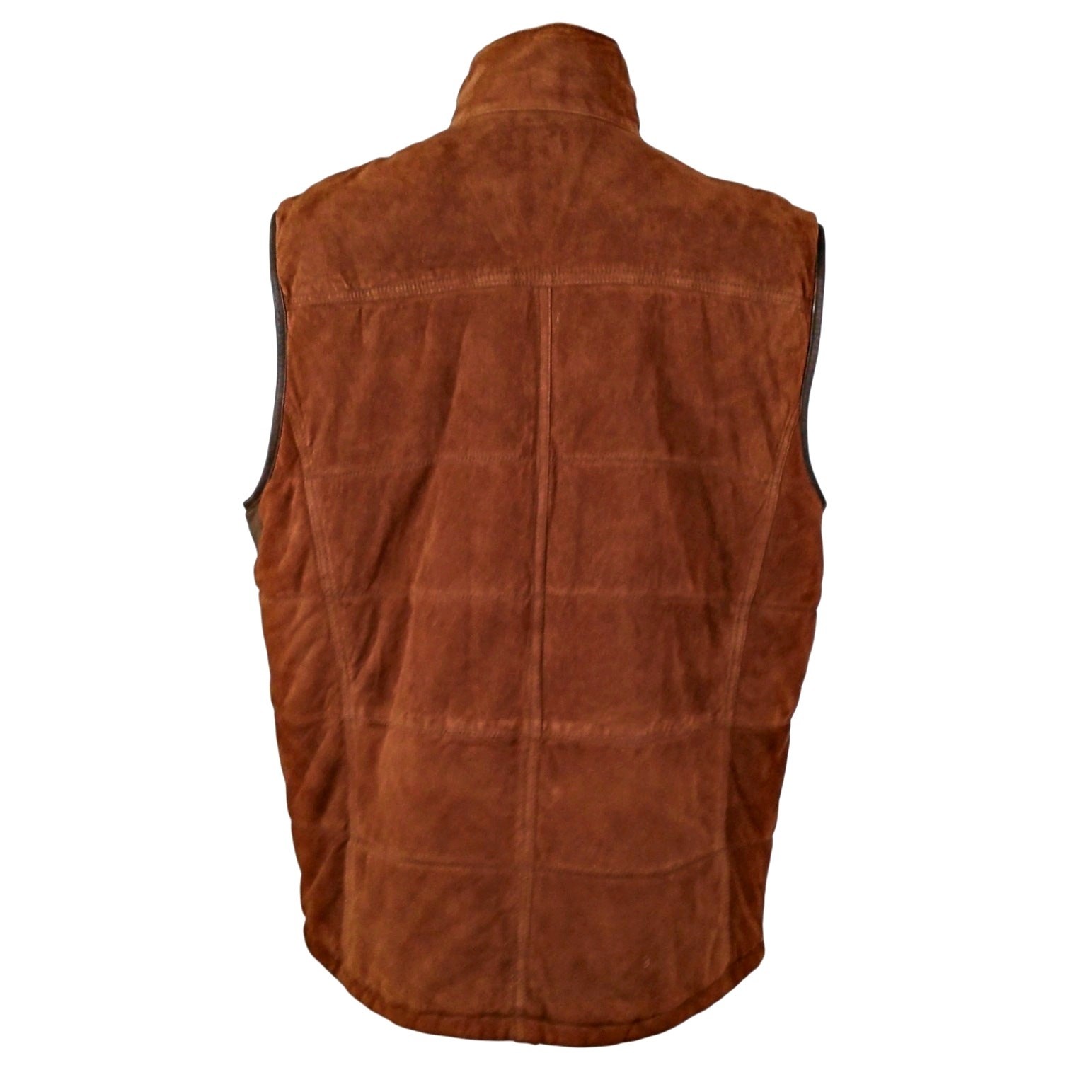 Cremieux Men’s XL Brown Leather & Suede Quilted 10 Pocket Hunting Vest Gun Patch