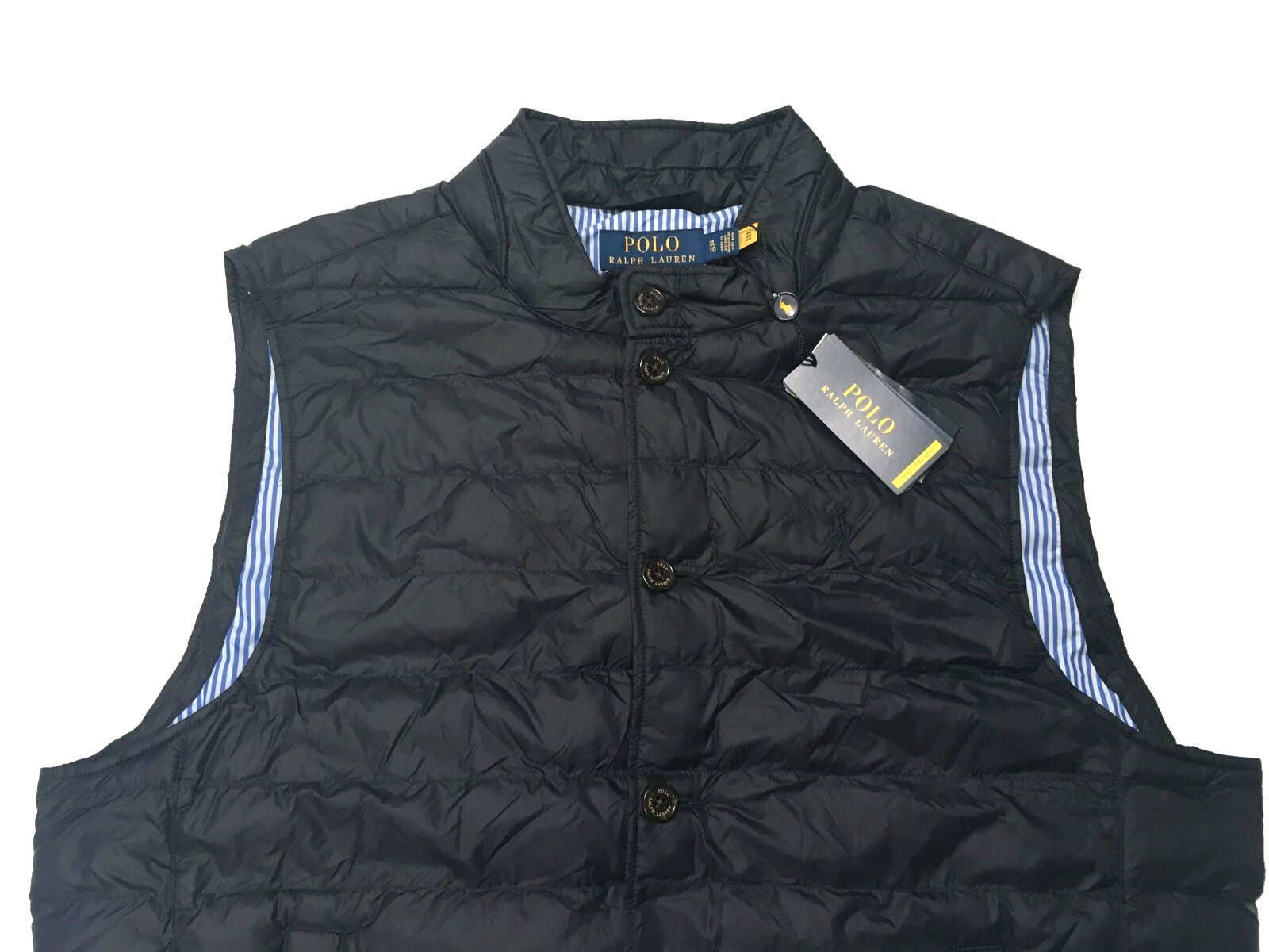 Polo Ralph Lauren Waterproof Insulated Jacket Suit Waistcoat Vest Pinstriped XL