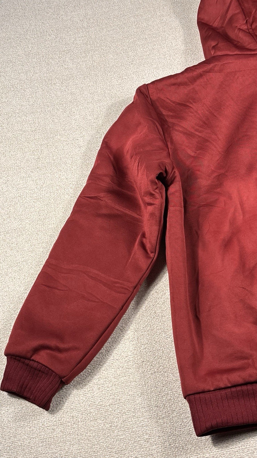 Unbranded Hooded Full Zip Sherpa Lined Jacket Adult Large Maroon Athletic Casual