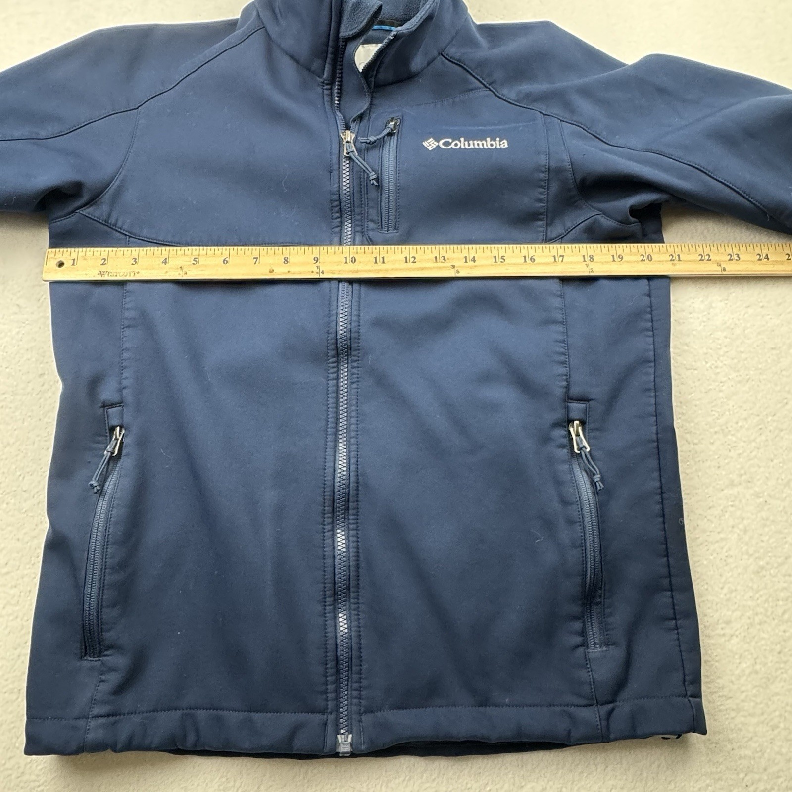 Columbia Ascender Blue Softshell Full Zip Ski Jacket Winter Coat Men Size S