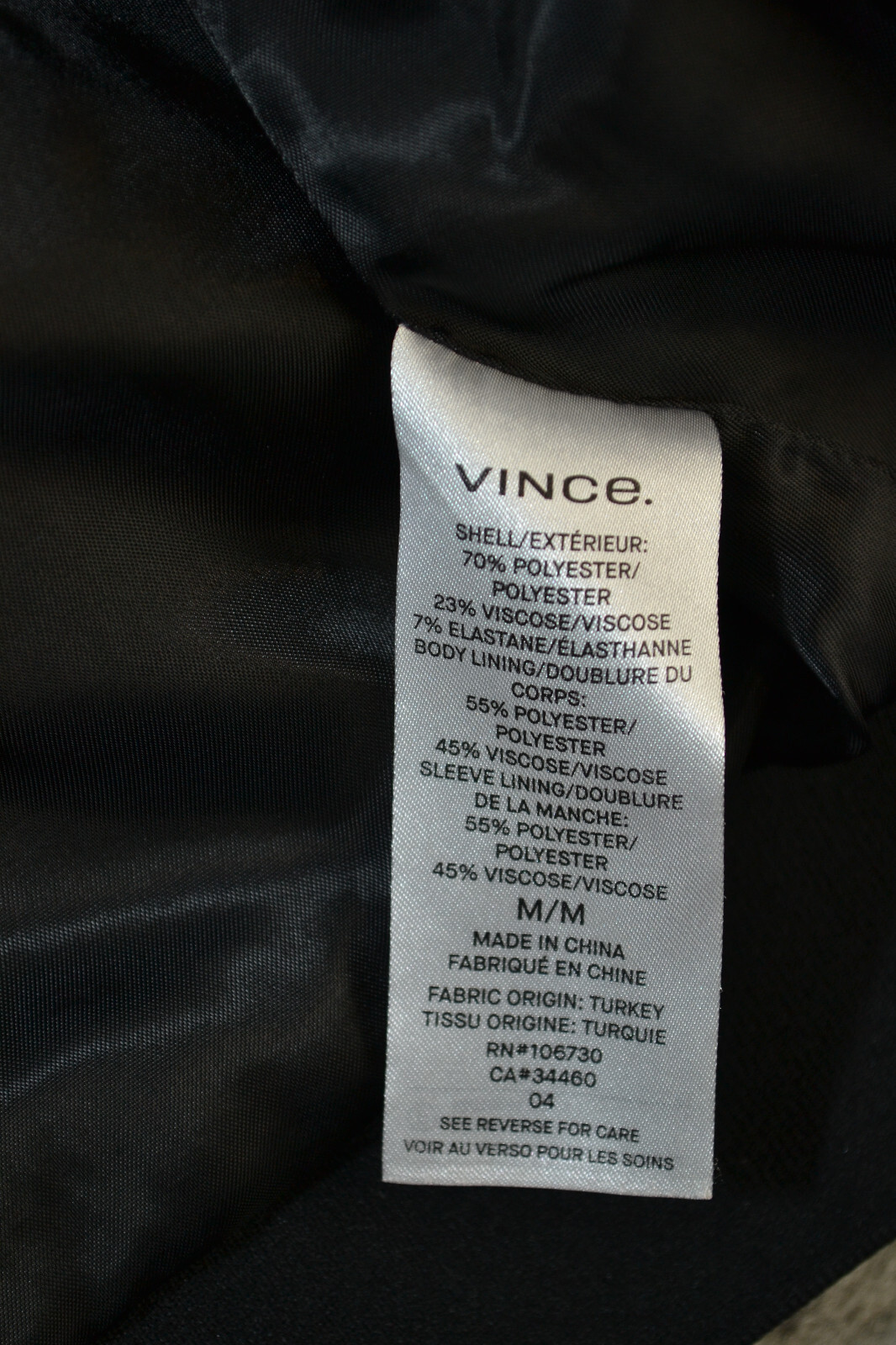 VINCE Bomber Jacket Mens Medium Long sleeve Black Lined Lightweight Luxury