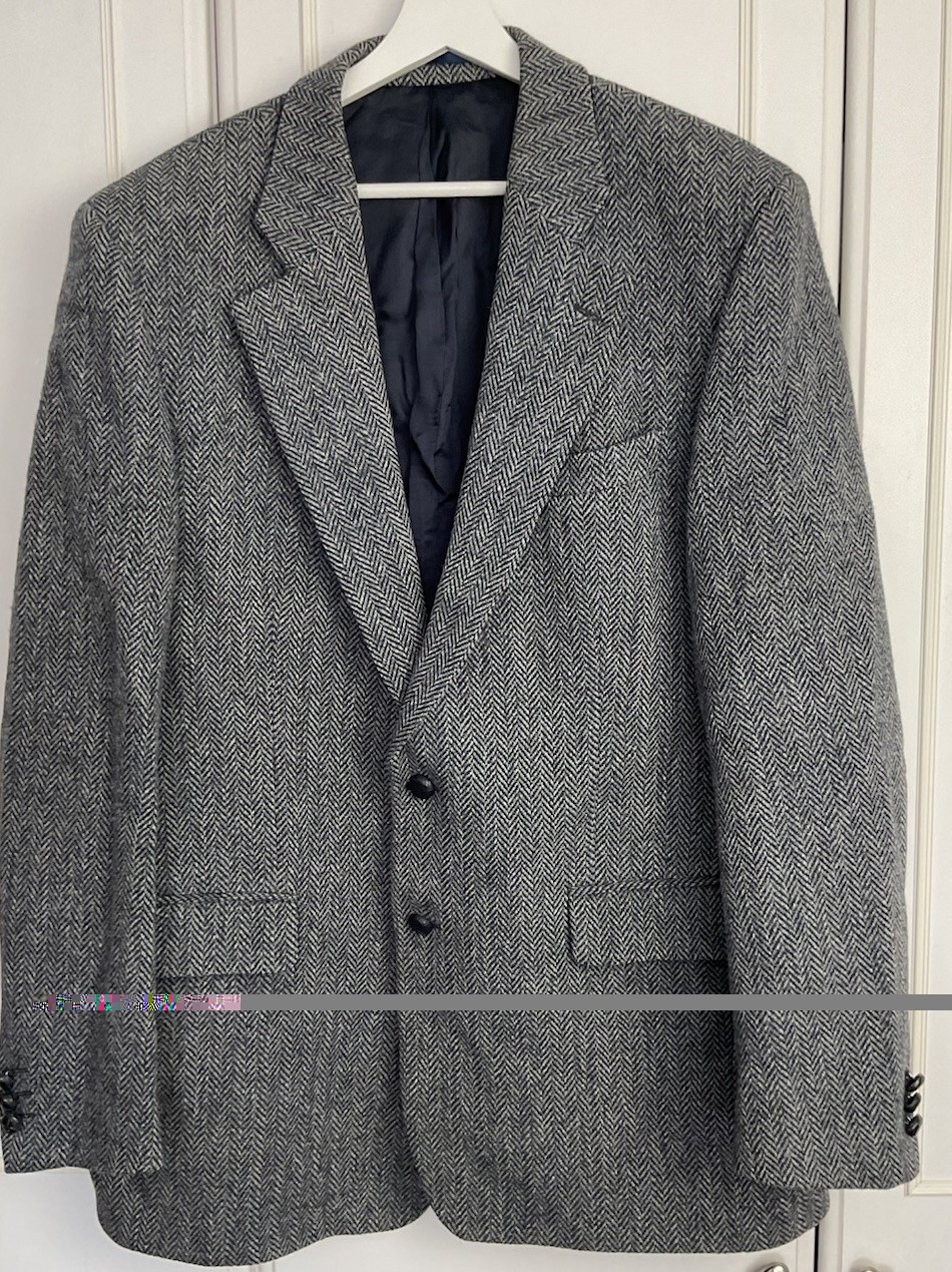 Harris Tweed Wool Jacket Mens Size Large 44″ Chest Blue Tweed Smart Event Blazer