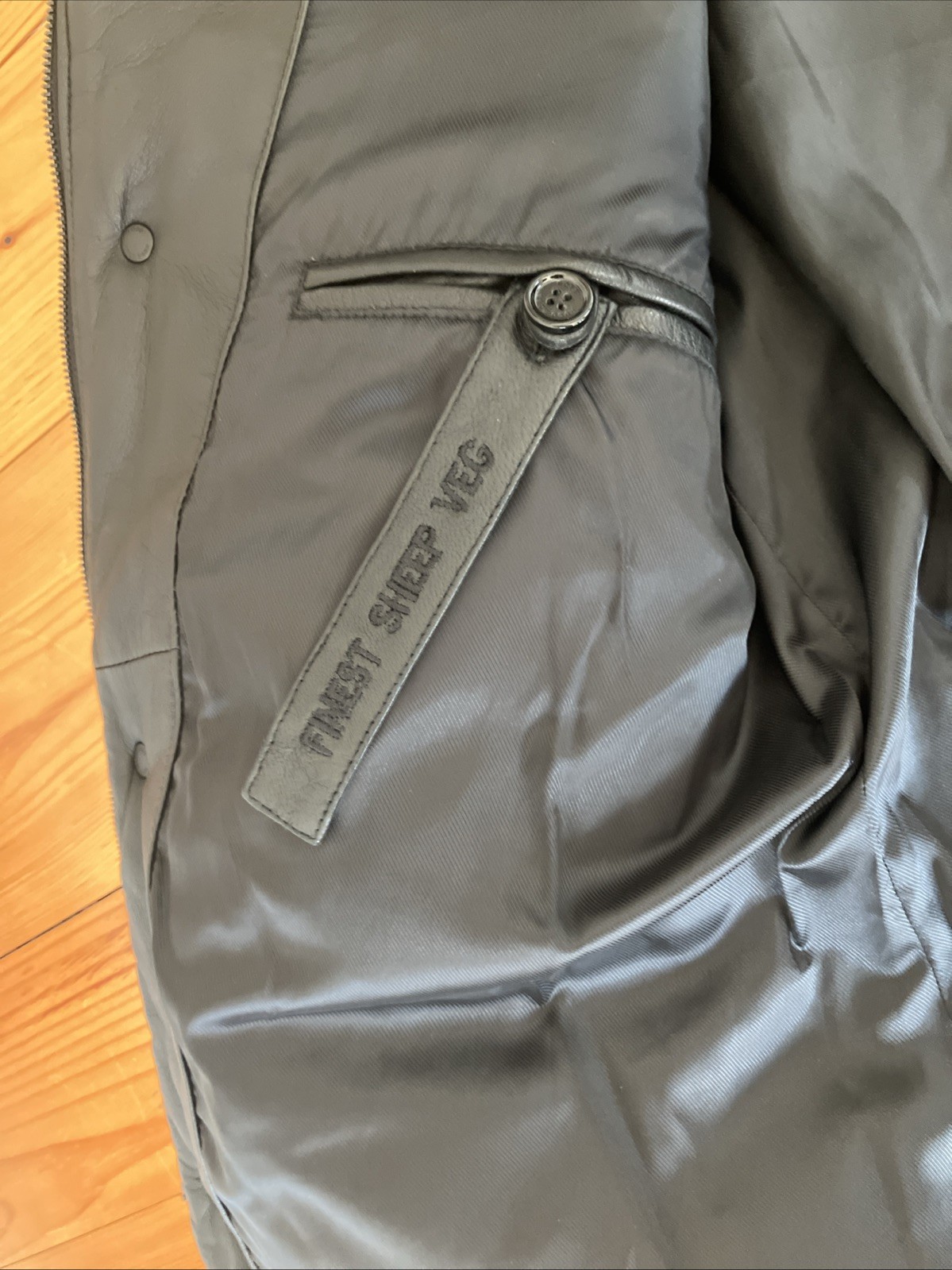 BOSS Hugo Boss Leather Jacket, Black, Puffer, Pockets, Size M Short (?)