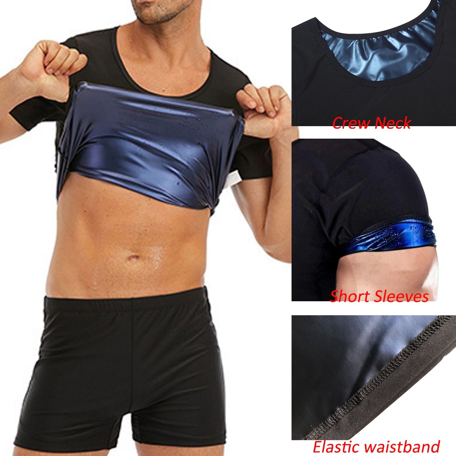 Men Heat Trapping Sweat Shirts Body Shaper Workout Sauna Suits Slim Vest Tank US