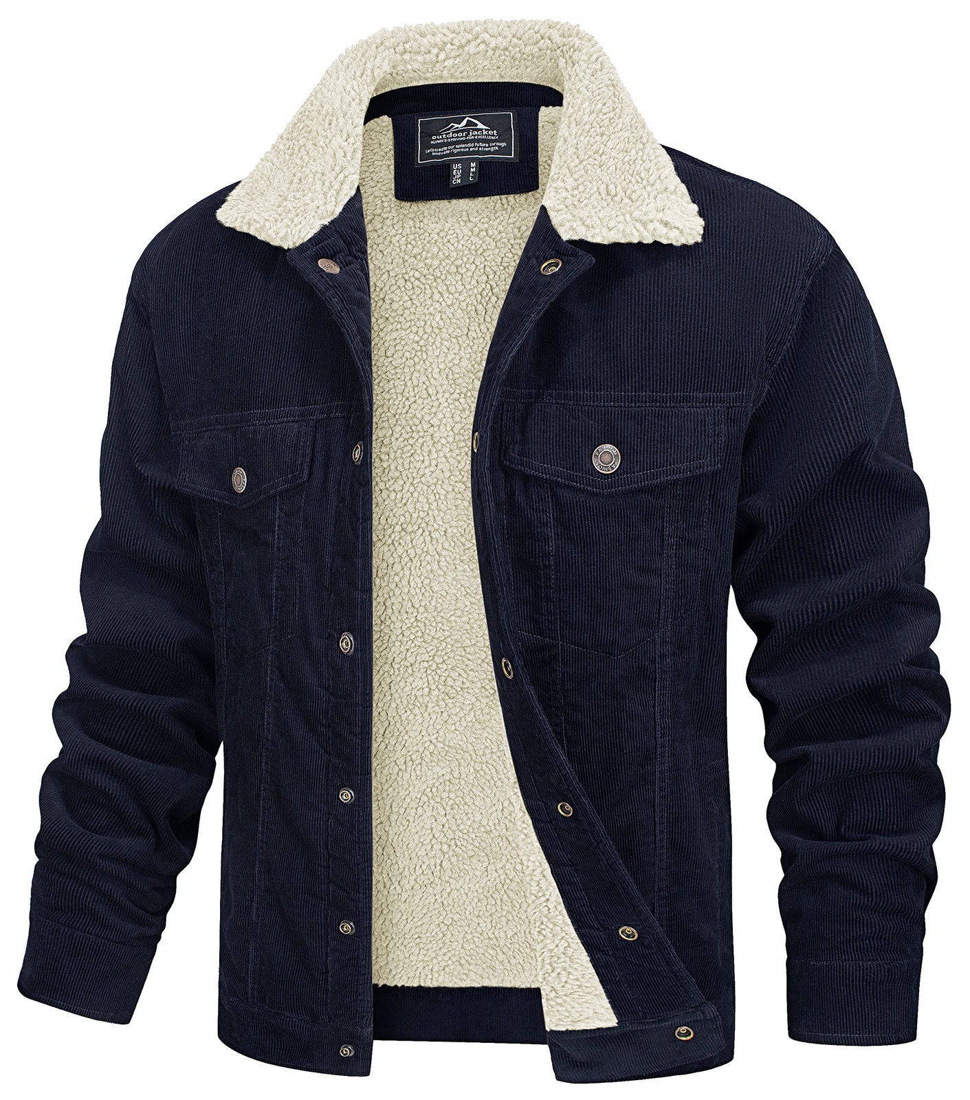 Men’s Winter Warm Corduroy Jacket Sherpa Lined Trucker Jacket Casual Work Coats