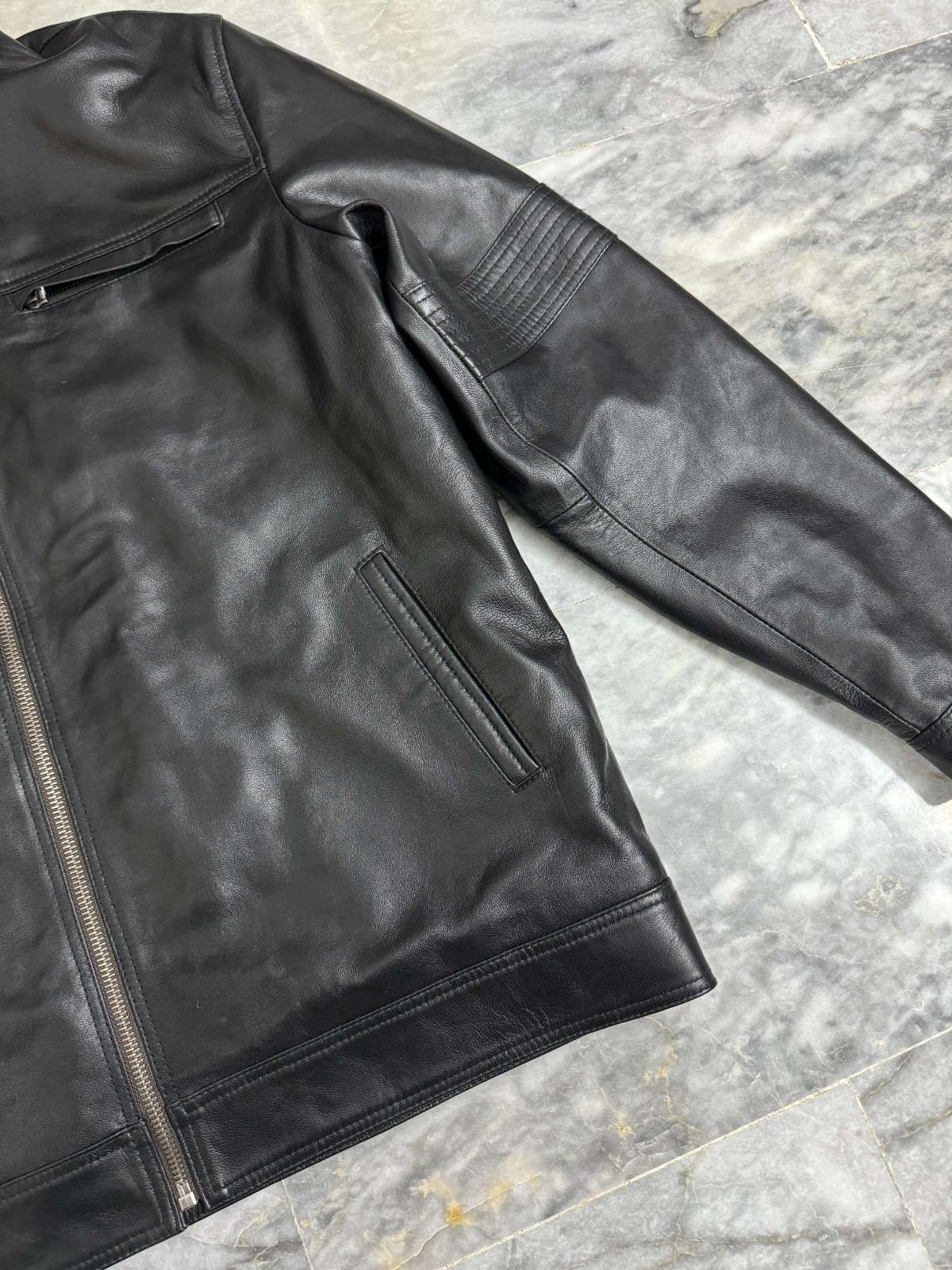 Handmade Genuine Leather Fashion Biker Jacket Black Biker Coat