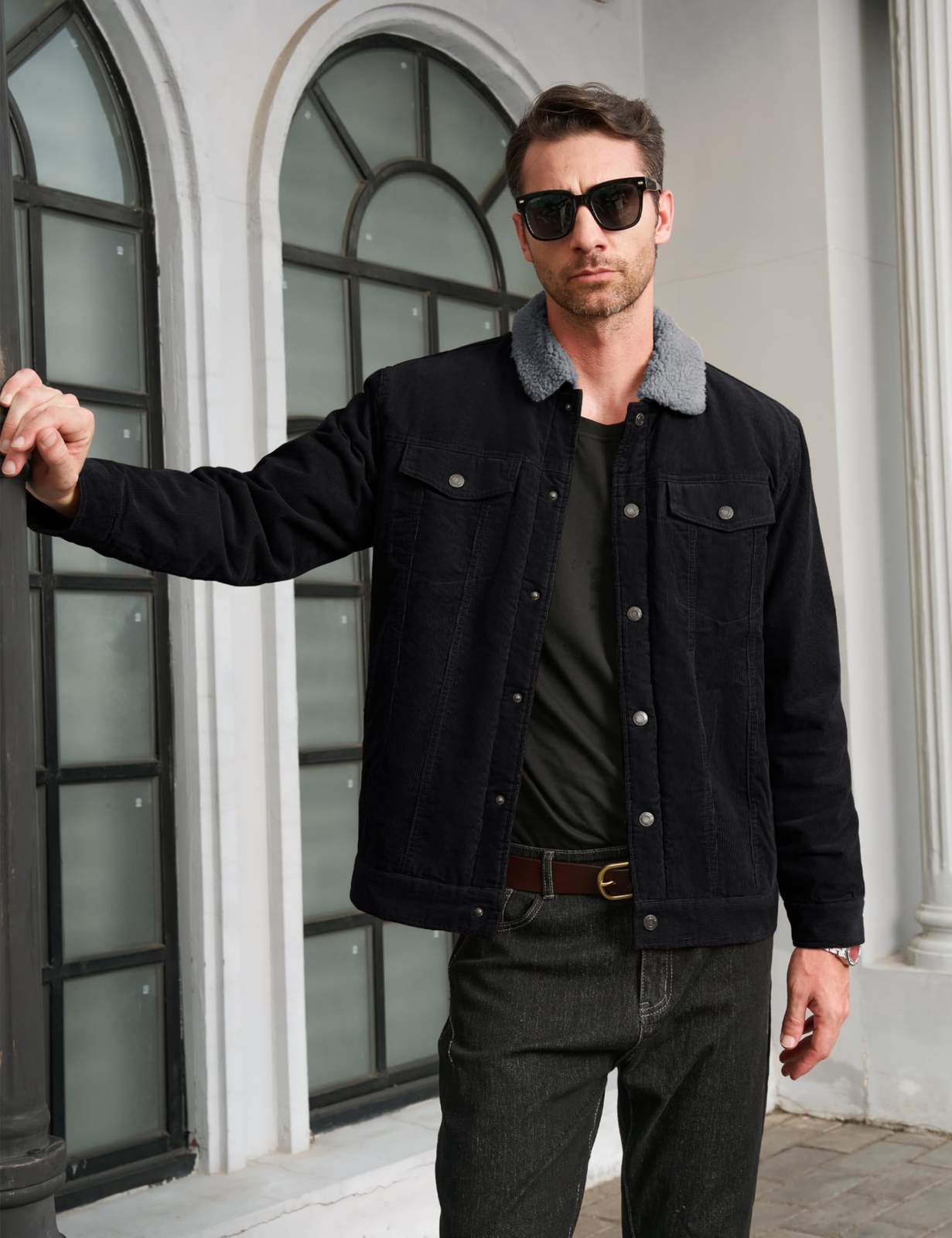 Men’s Winter Warm Corduroy Jacket Sherpa Lined Trucker Jacket Casual Work Coats