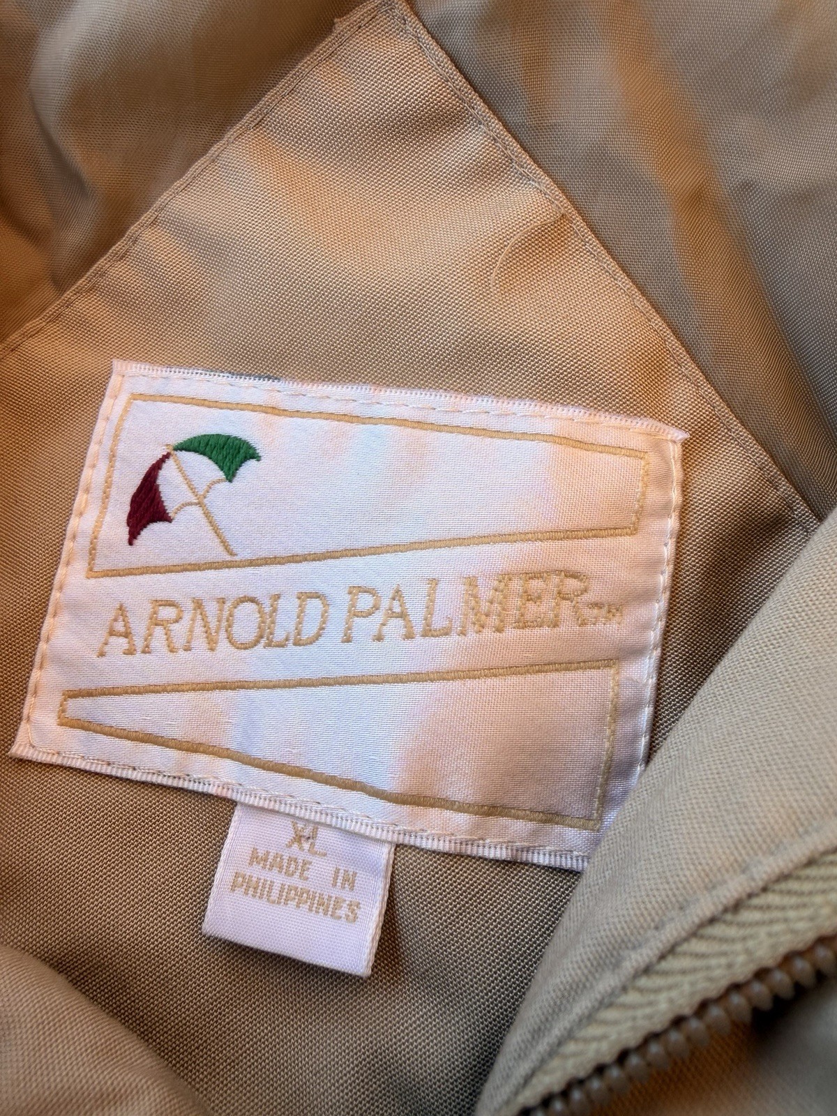 Arnold Palmer Men’s Vintage Windbreaker Jacket Beige Cream, Size XL
