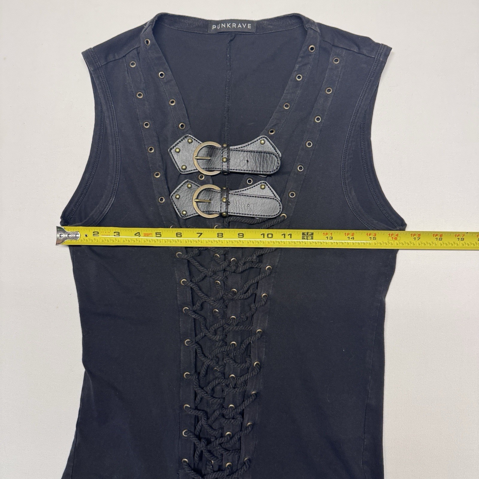 Punk Rave T-421 Steampunk Goth Punk Vest Tank Top Sleeveless Strap Lace Sz S
