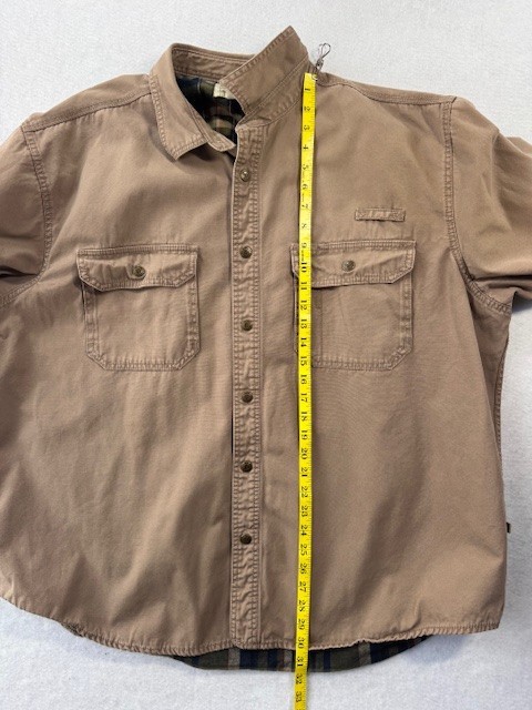 Custom Embroidered Deer Buck Cabelas Brown Plaid Flannel Lined Shirt Shacket 2XL