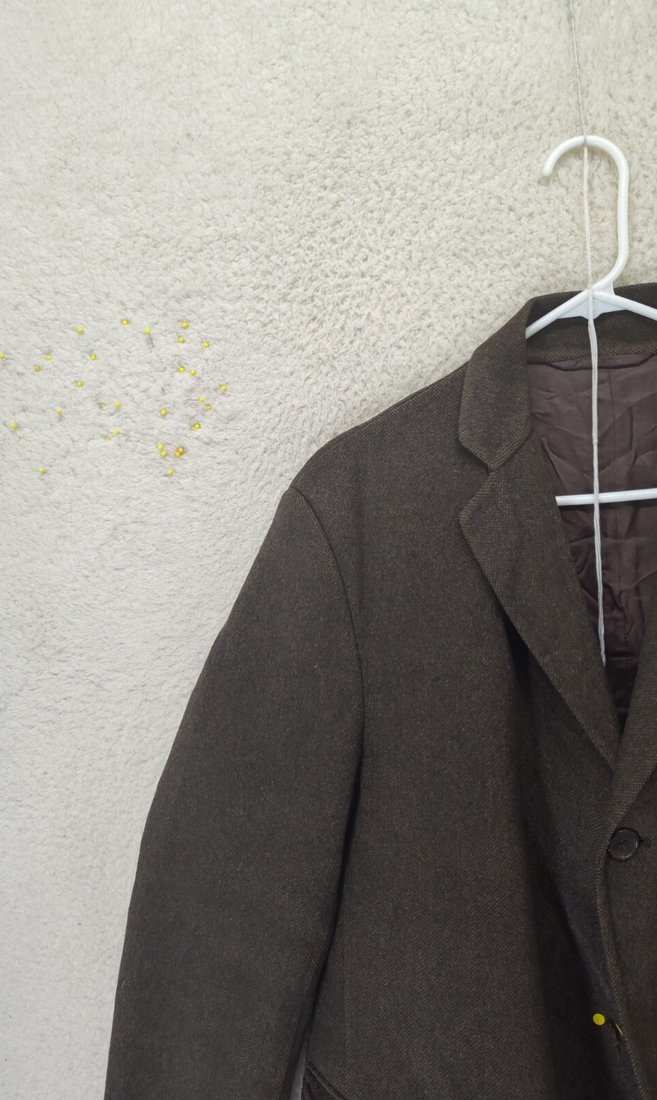 Dunhill Men Jacket 44 Brown Wool Blend Long Sleeve Regular Fit Long Overcoat