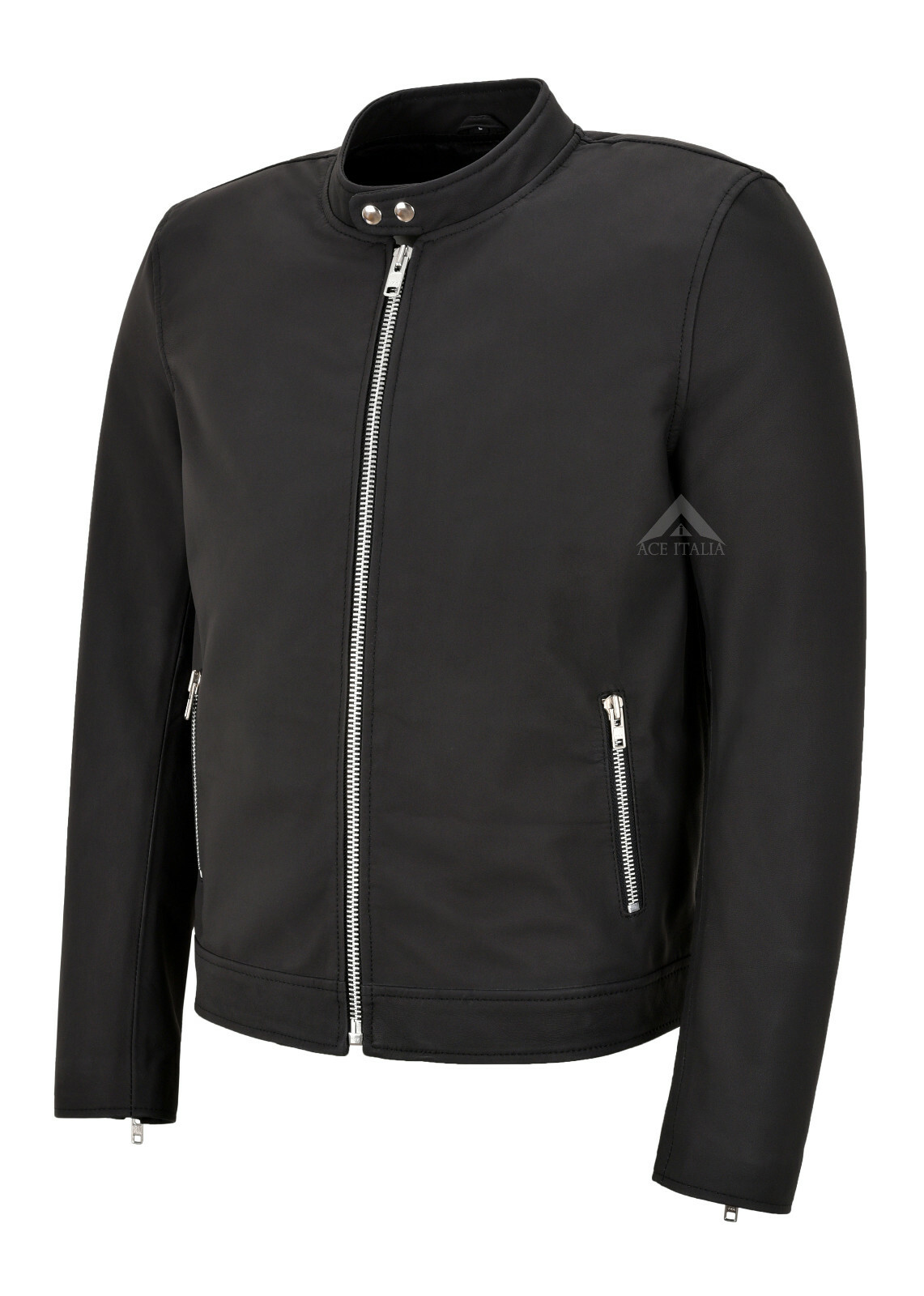 Men’s Premium Leather Jacket Matt Black Quilted Panels Real Leather Jacket 5240