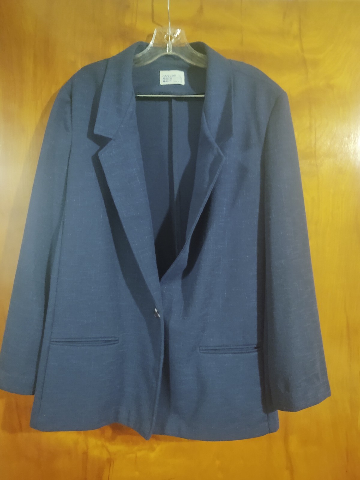Cape Cod Match Mate Brand Blue Blazer a Lapel Collar with Black Button MenSize L