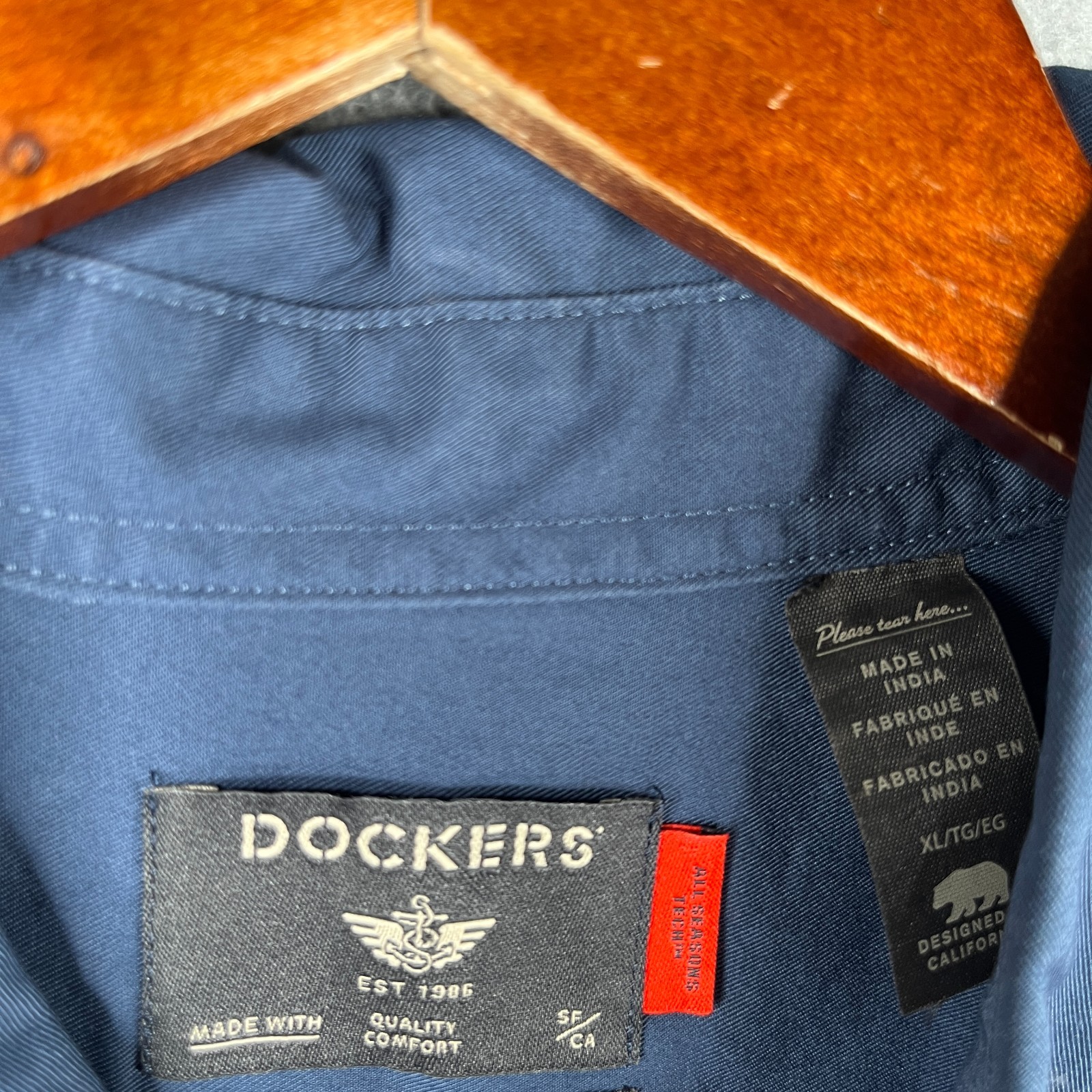 Dockers Shirt Jacket Mens XL Navy Blue Snap All Season Tech Pocket New NWT