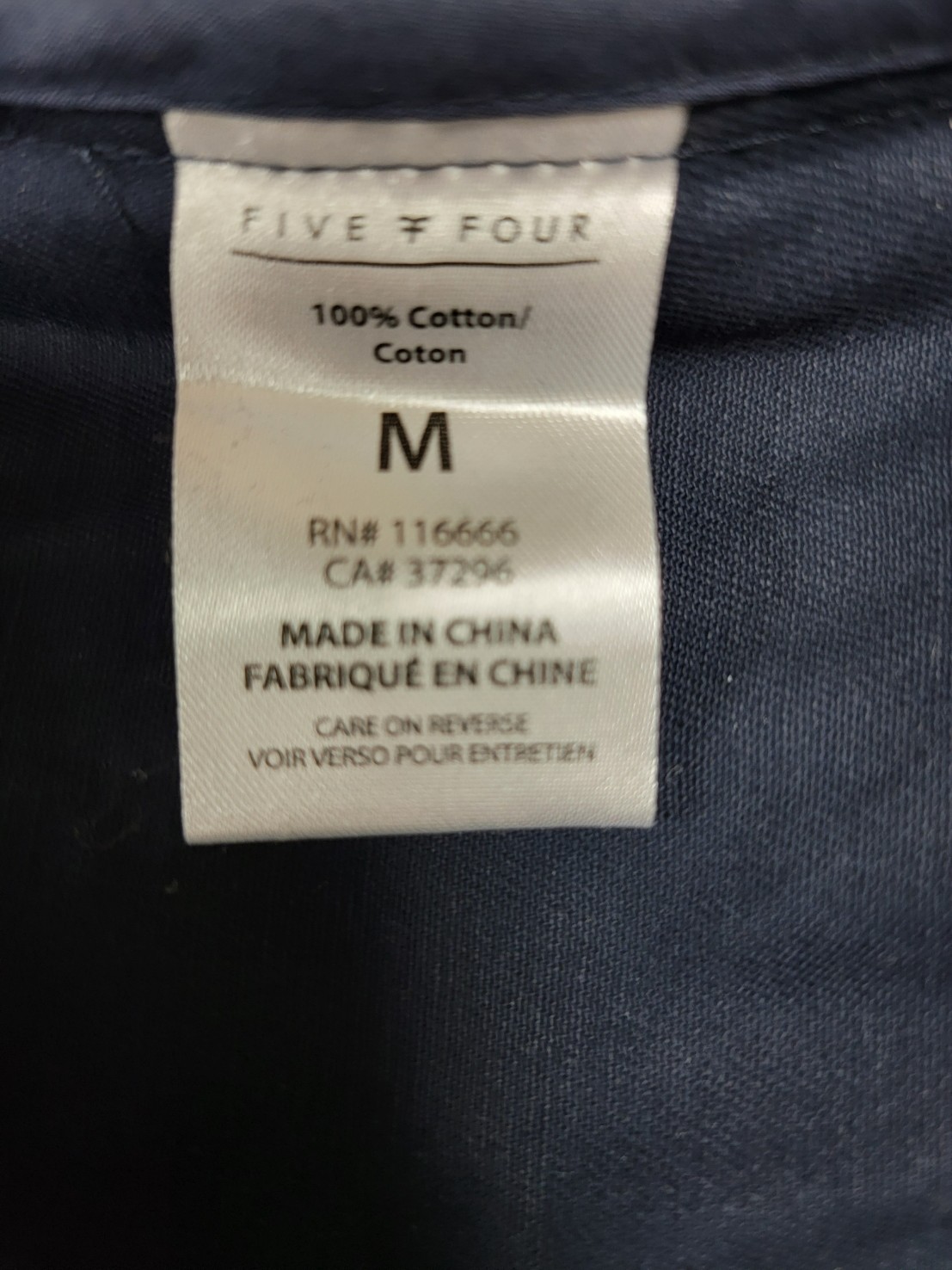 NWT~FIVE FOUR~ Men’s M Coat Dillion Navy Blue Button and/or Zip 100% Cotton New