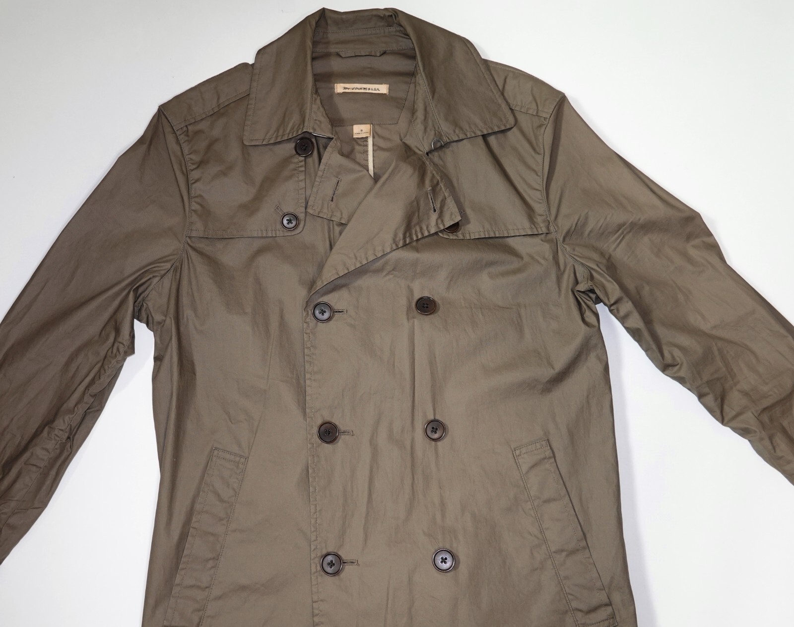 John Varvatos Modern Lightweight Trench Coat in Brown Size Small 100% Cotton