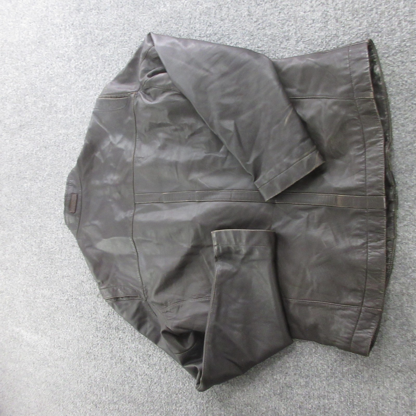 Zegna Sport Jacket Mens Large Brown Leather Biker Full Zip Stand Collar Moto