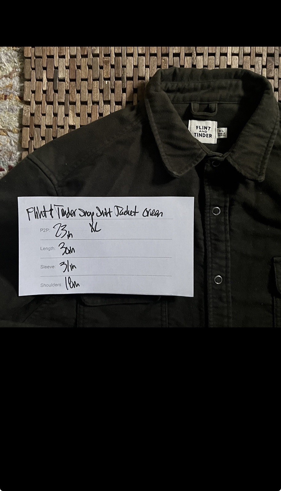 Huckberry Flint and Tinder Heavy Western Snap Shirt Jacket Forest Green Men’s XL