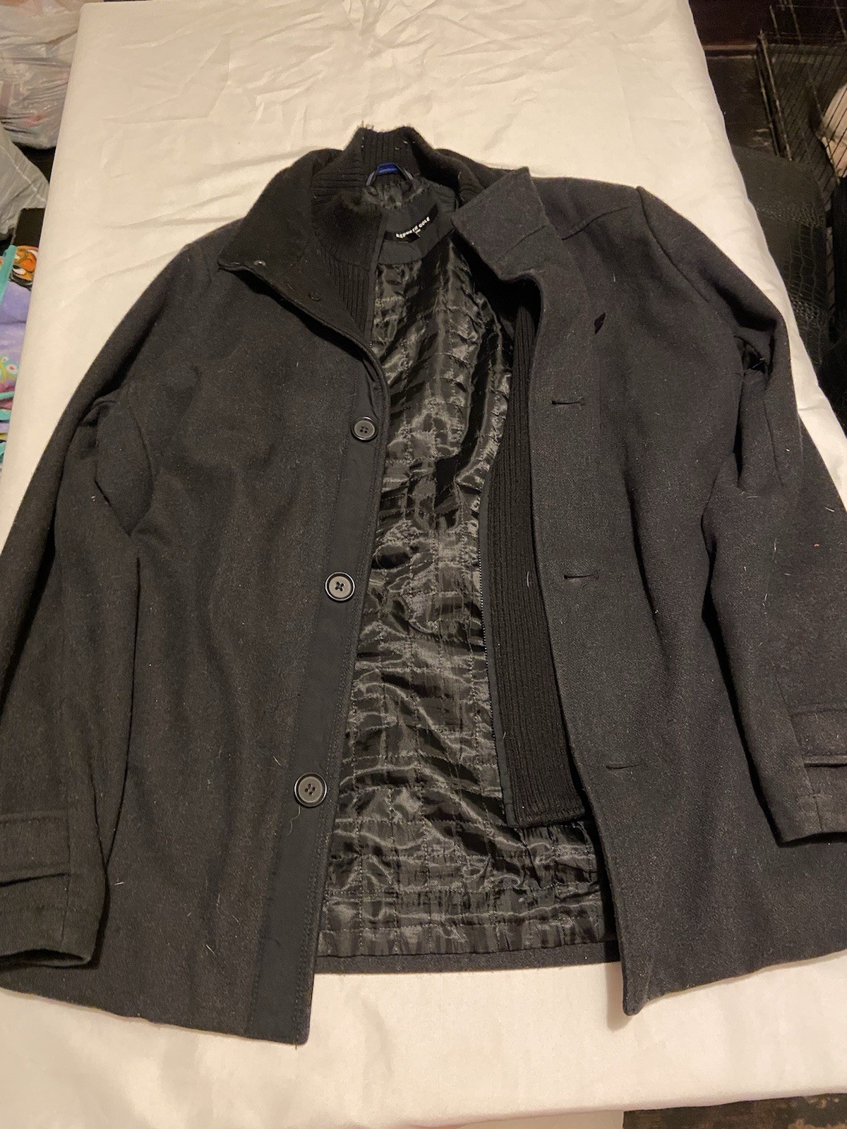 Kenneth Cole Jacket Mens Large Reaction Full Zip Wool Blend Pockets Dry Clean