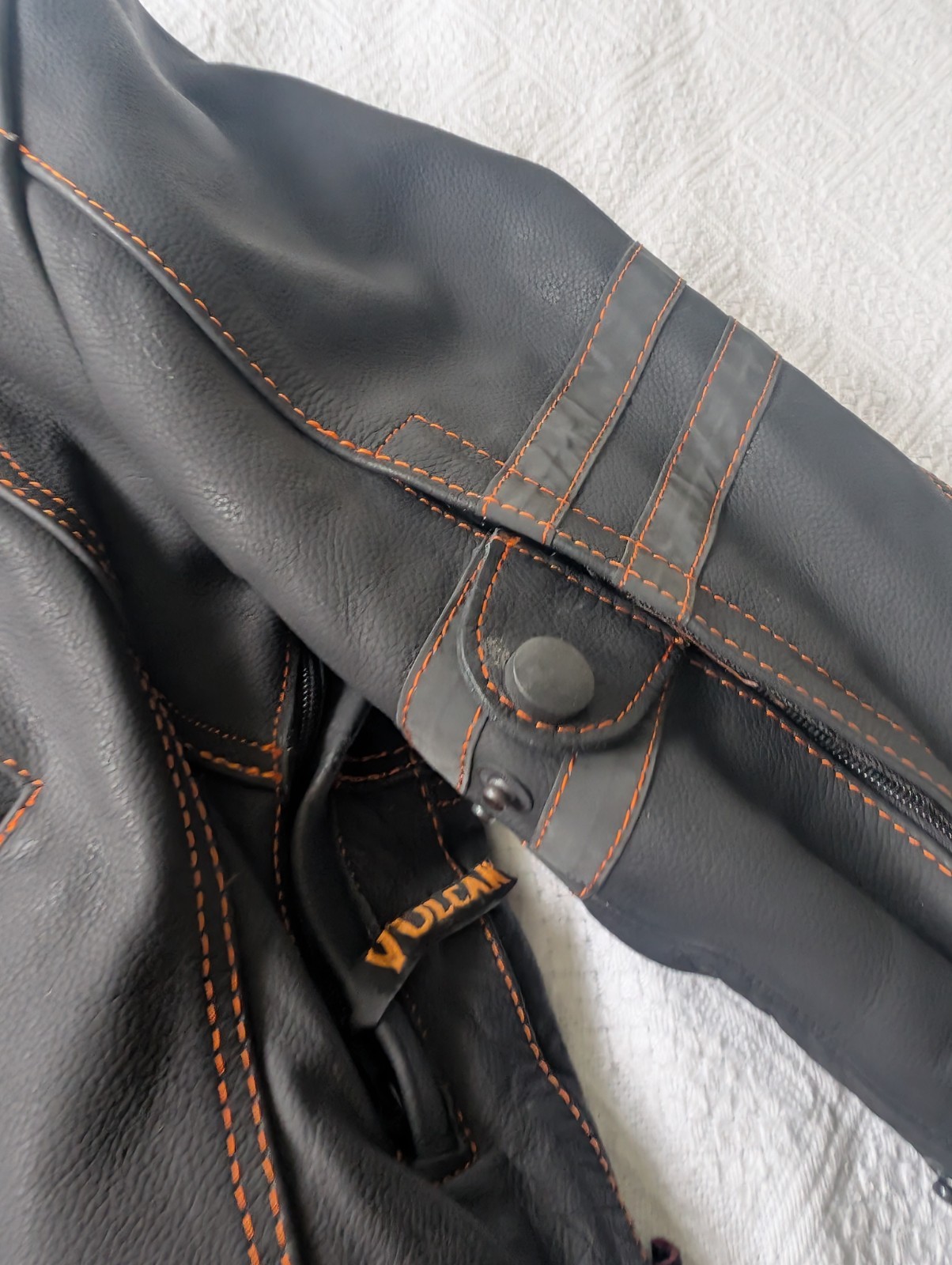 Vulcan Motorcycle Jacket Mens Large Black Matte Harley Davidson Patch Added