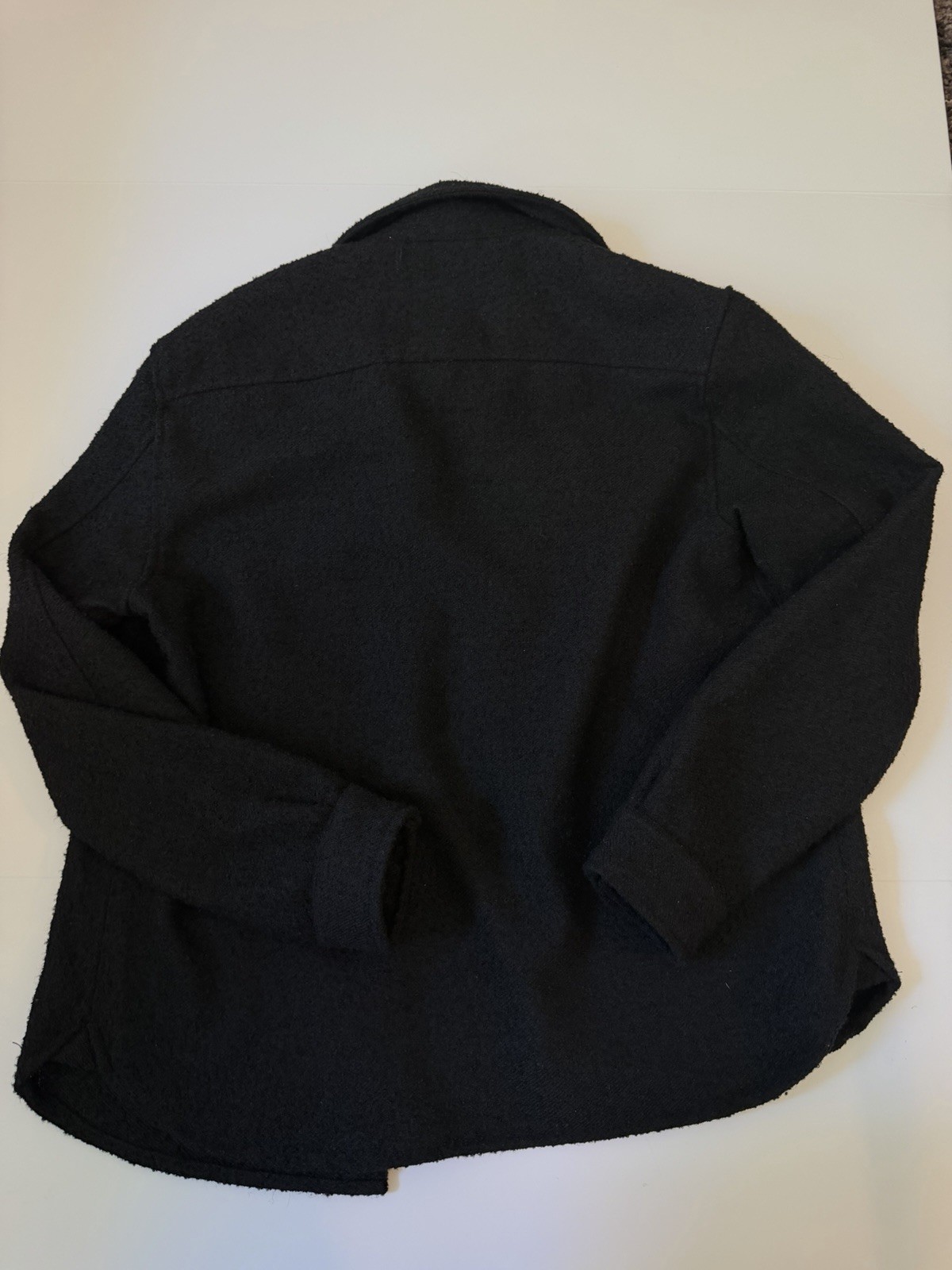 H&M Men’s Black Shacket Jacket Button Front Spread Collar Pockets Size M