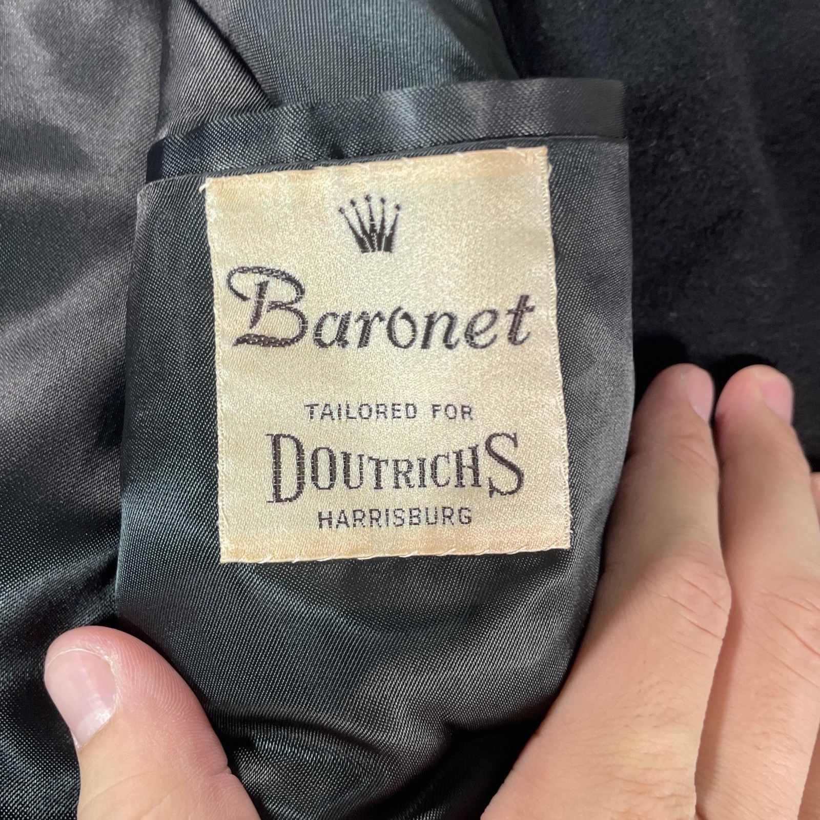 Vintage Baronet Cashmere Jacket Mens Large Black Long Old Money Luxury Coat