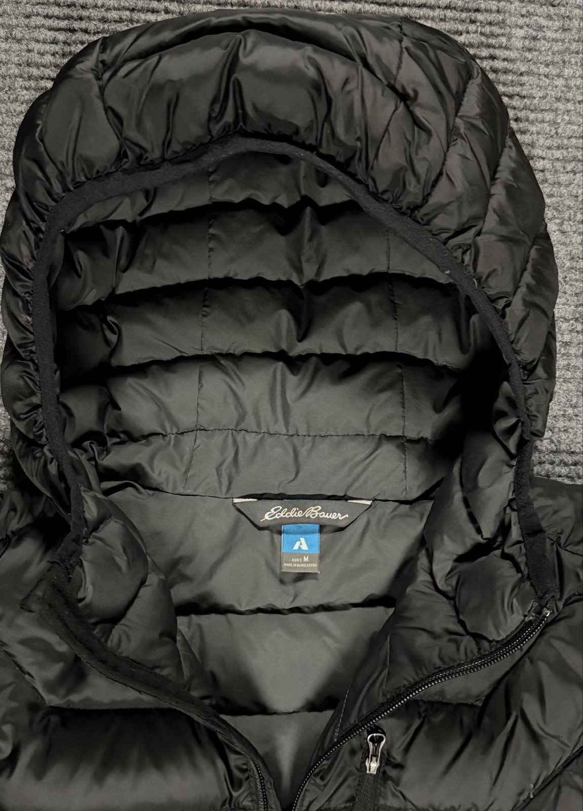 Eddie Bauer Jacket Mens Medium First Ascent 800 Goose Down Puffer Full Zip Black