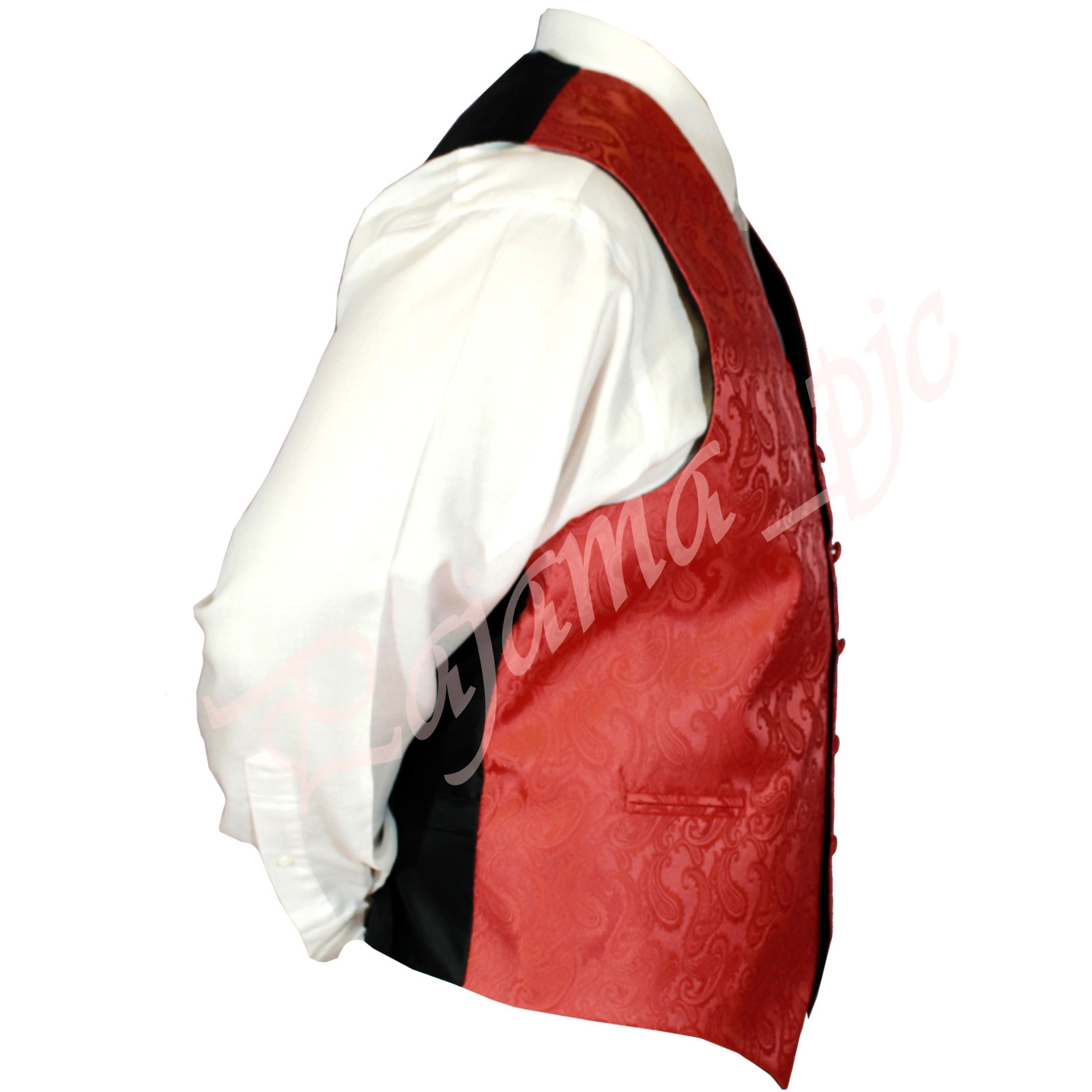 Coral XS to 6XL Paisley Tuxedo Suit Dress Vest Waistcoat & Bowtie & Tie & Hanky