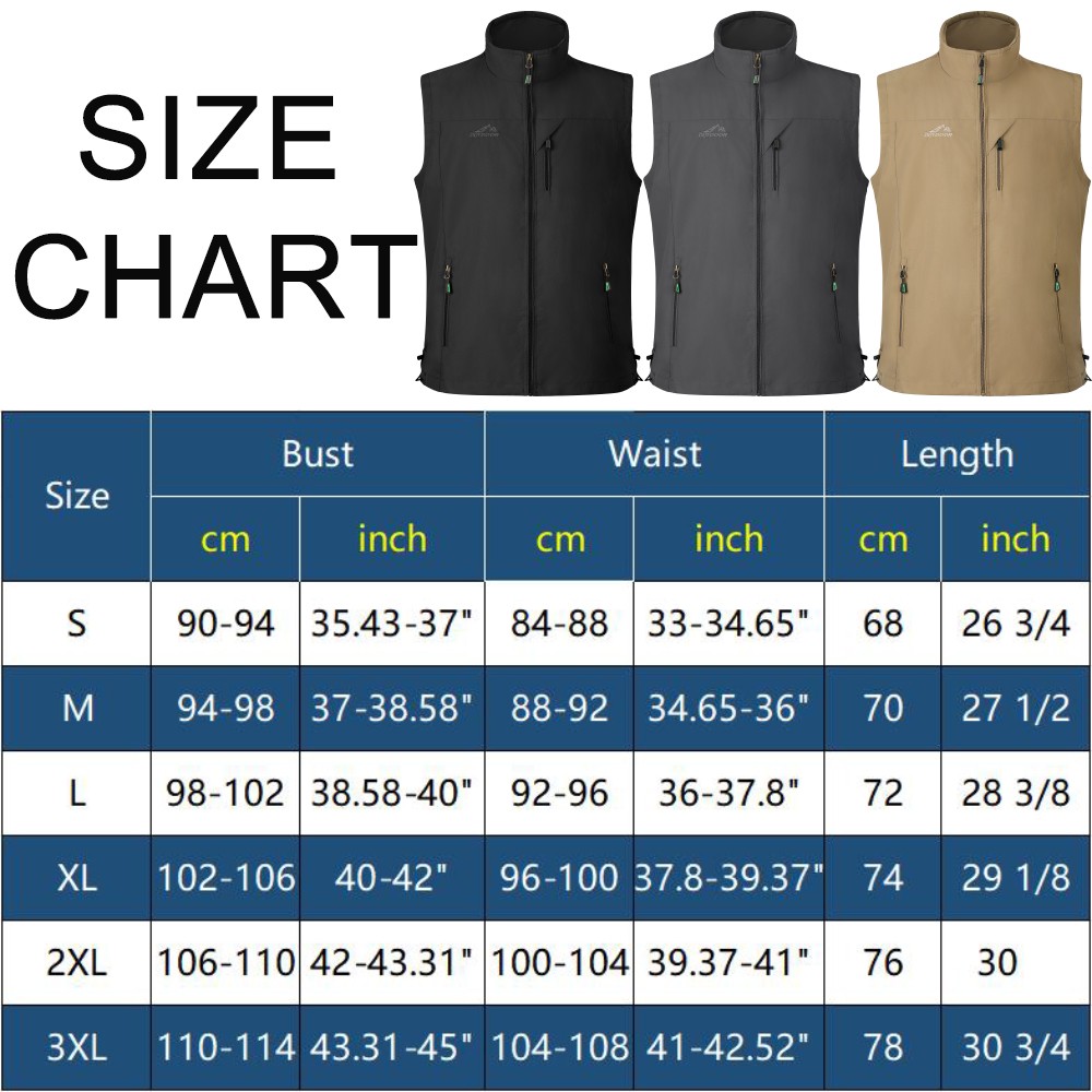 Windproof Mens Jacket Vest Softshell Sleeveless Sport Travel Golf Pcoket Outwear
