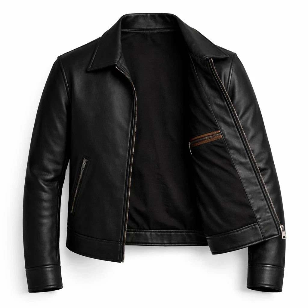 Leather Jacket Men Biker Motorcycle Jacket Soft Lambskin Jacket Short Slim Fit