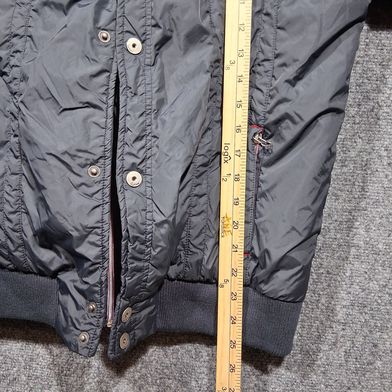 Colin’s Mens Navy Blue Quilted Nylon Bomber Jacket Mock Neck Size S 58126