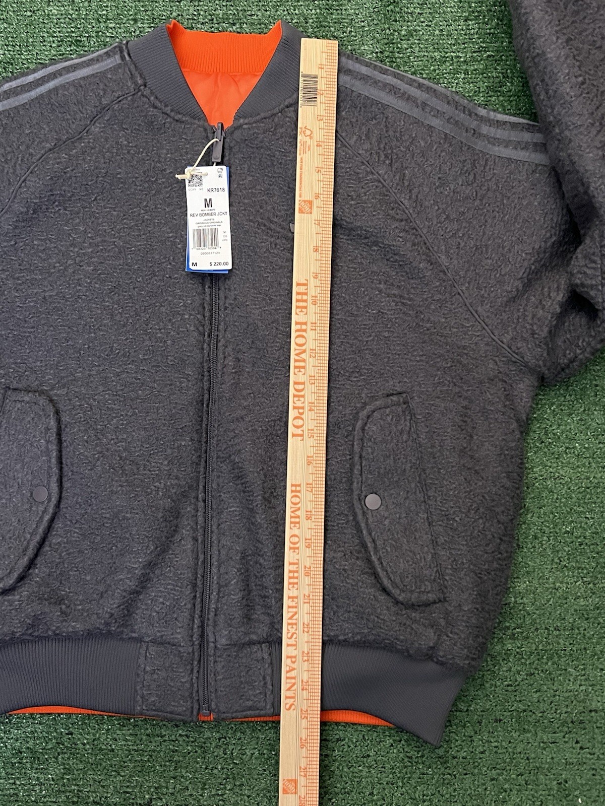 Adidas Originals Reversible Superstar Bomber Jacket Gray Orange Men’s M KR7618