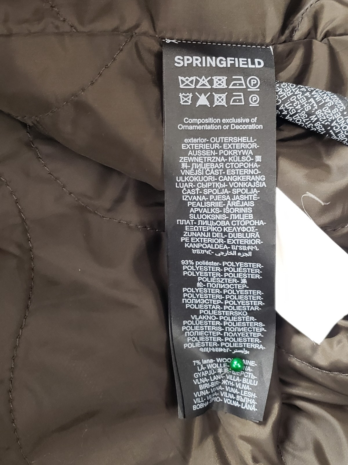 Springfield Men Bomber Jacket XL Olive Green Full Zip Collared Winter Outdoor