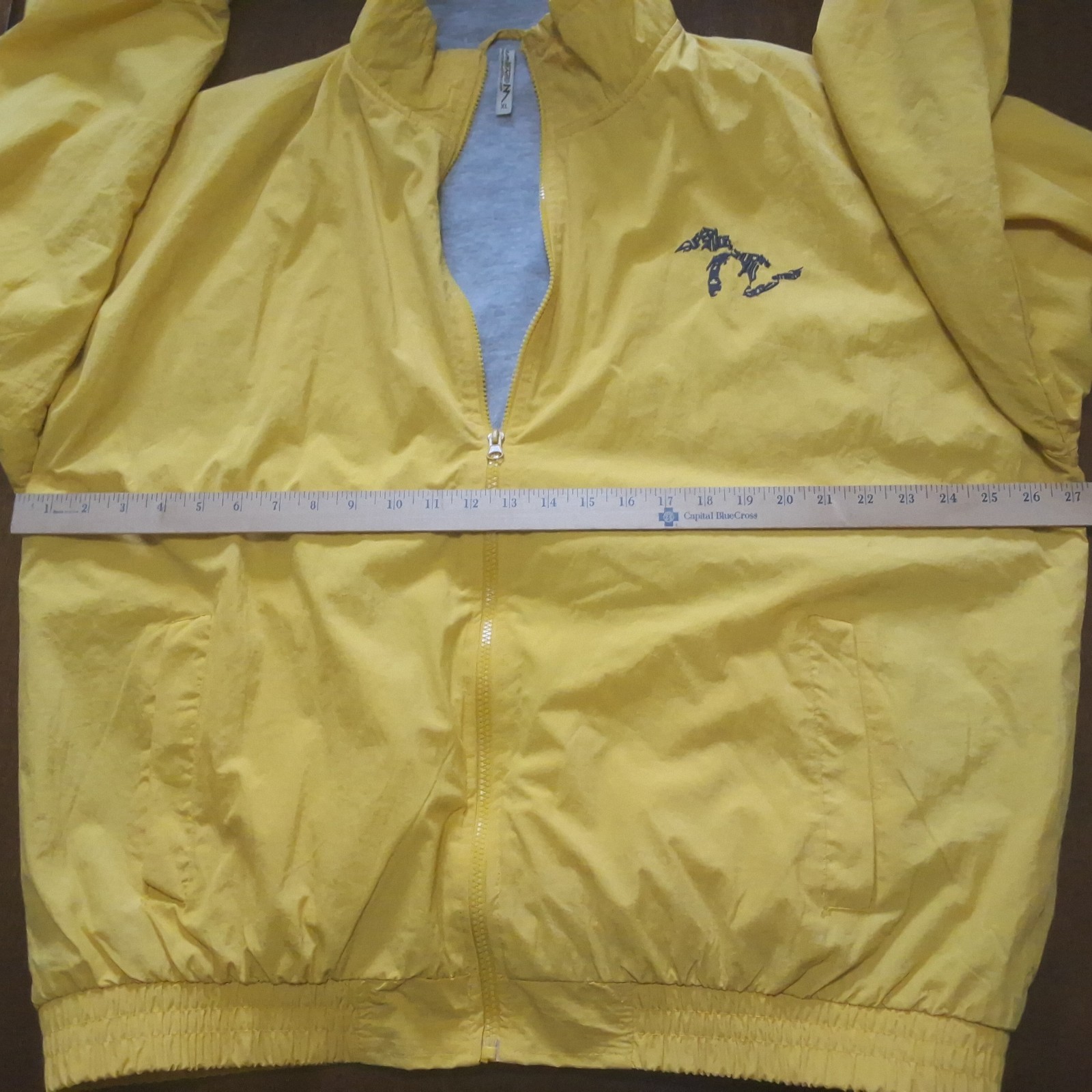 Mens Yellow Windbreaker Momentum Jacket Great Lakes Lined Size XL