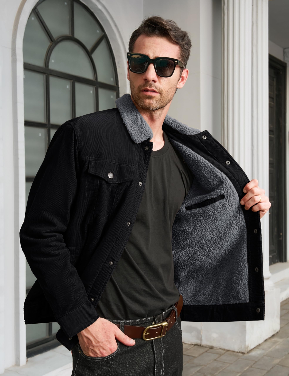 Men’s Winter Warm Corduroy Jacket Sherpa Lined Trucker Jacket Casual Work Coats