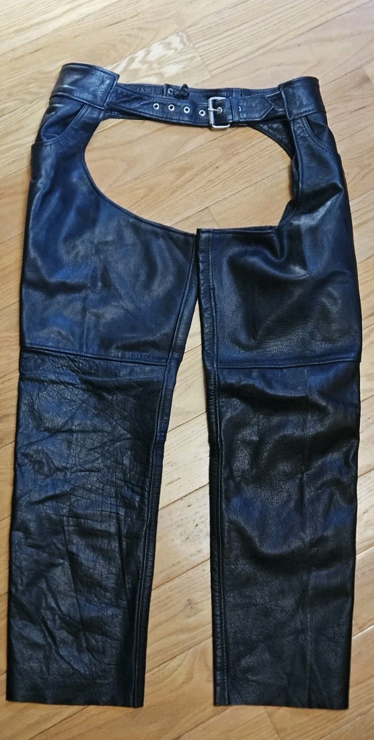 UNIK LEATHER APPAREL Black Chaps L Men’s Size L Motorcycle