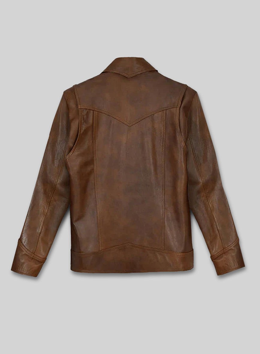 Men’s Brown Vintage Distressed Leather Jacket Lambskin Size S M L XL 2XL 3XL NEW