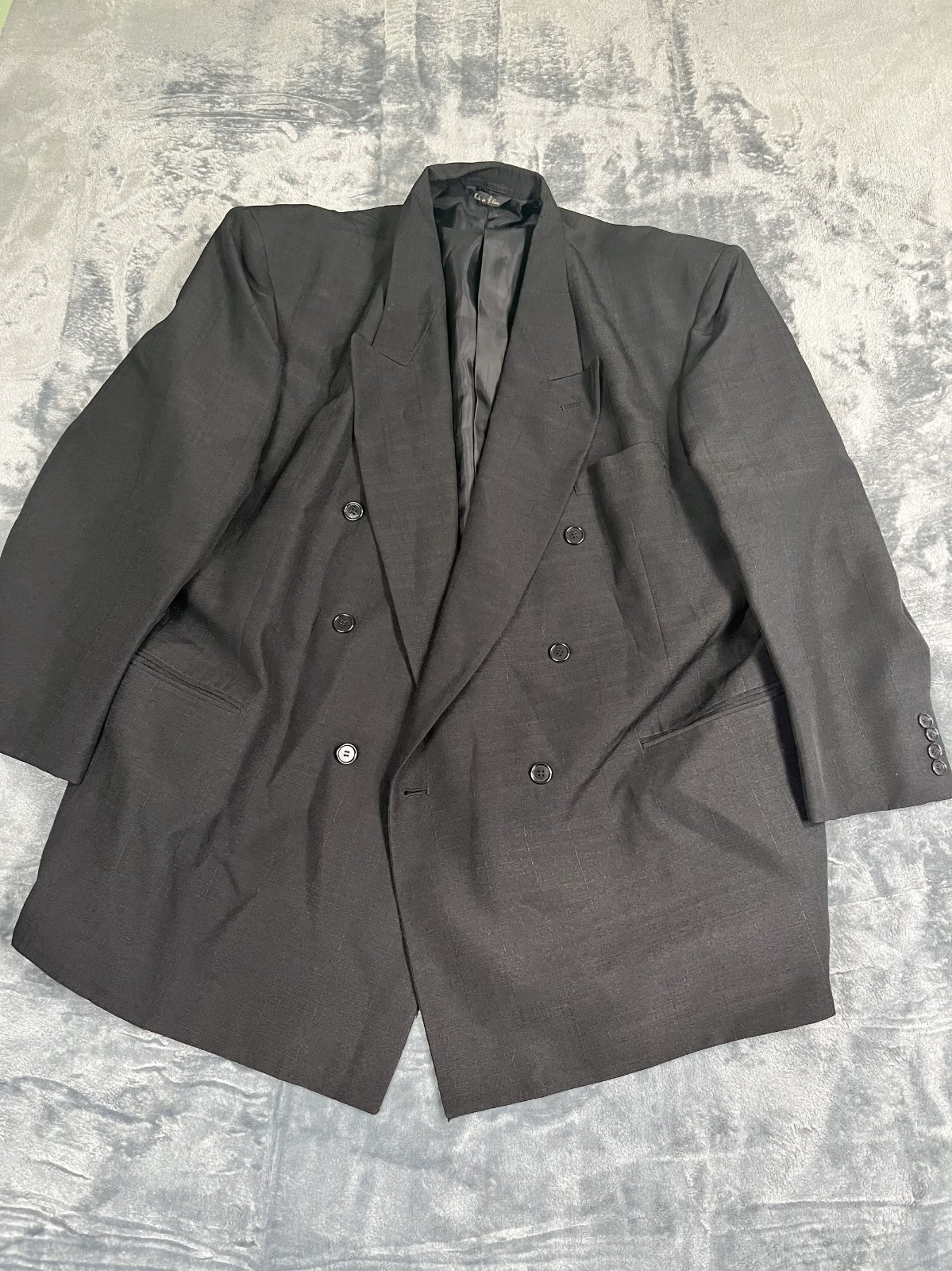 Gino Cappelli Mens Double-Breasted Black Blazer R48 Polyester Dry Clean Only