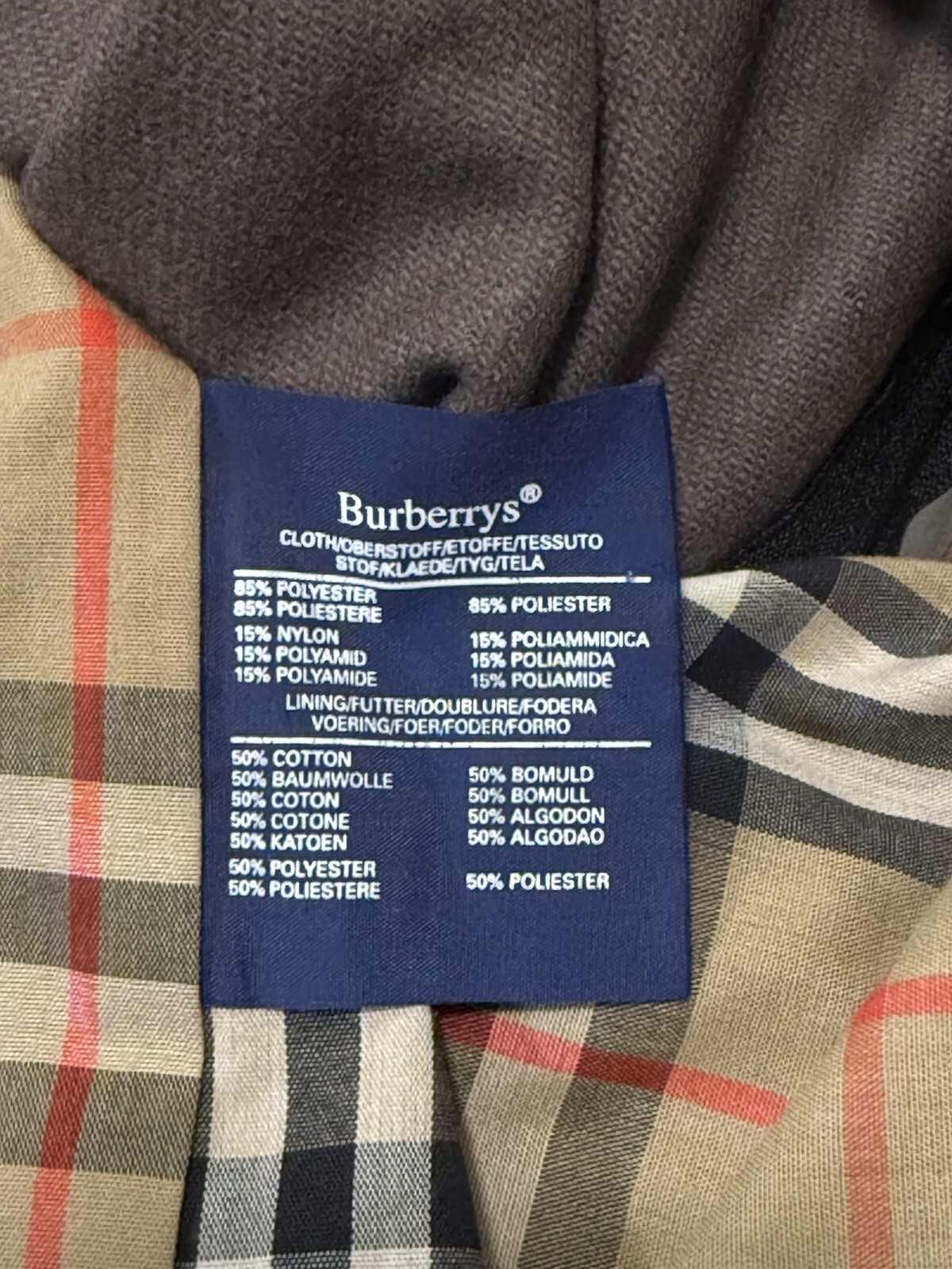 BURBERRYS COTTON POLYESTER TRENCH DUSTER OVER COAT W/ REMOVABLE WOOL LINER 40R