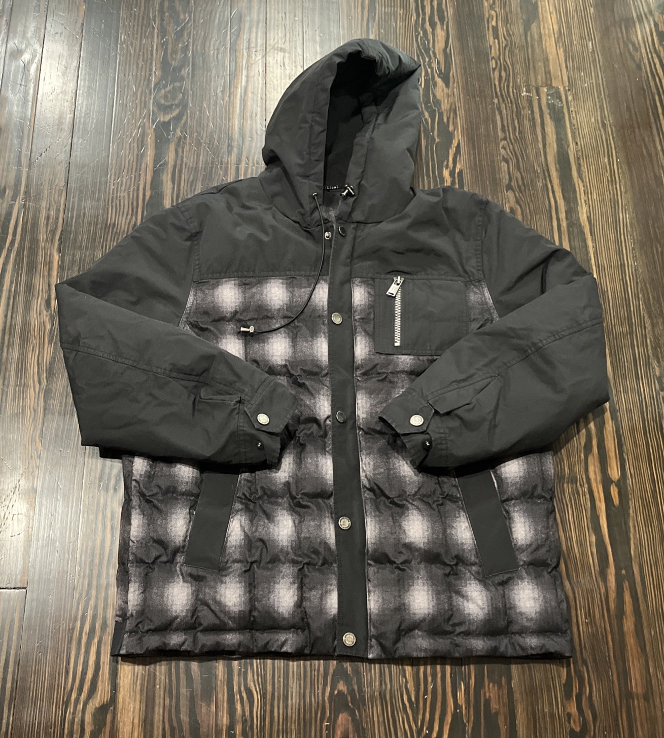 Pendleton Quilted Puffer Jacket Men’s Large Black Gray Cotton Polyester