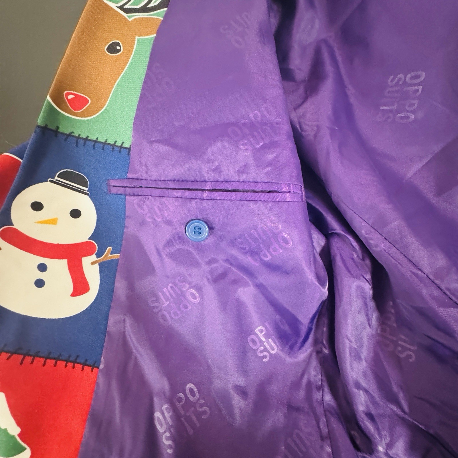 OppoSuits Mens Christmas Patchwork Jacket Two Button Close Pockets Size 42 NWT