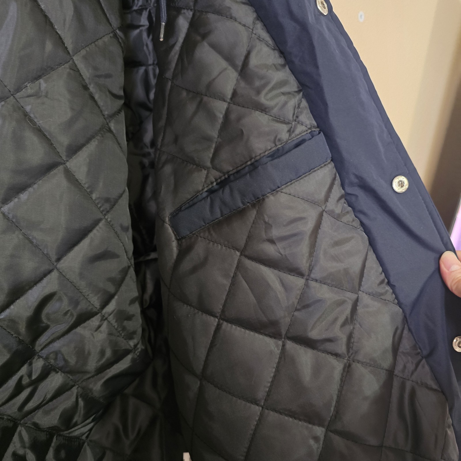 Zak Brand Men’s 2XL Navy Blue Hooded Bomber Jacket New W/ Defect Quilted Thick