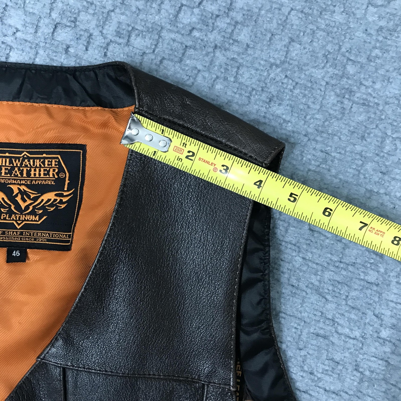 Milwaukee Leather Vest Mens 46 Dark Brown Side Lace Biker Motorcycle Snap Front