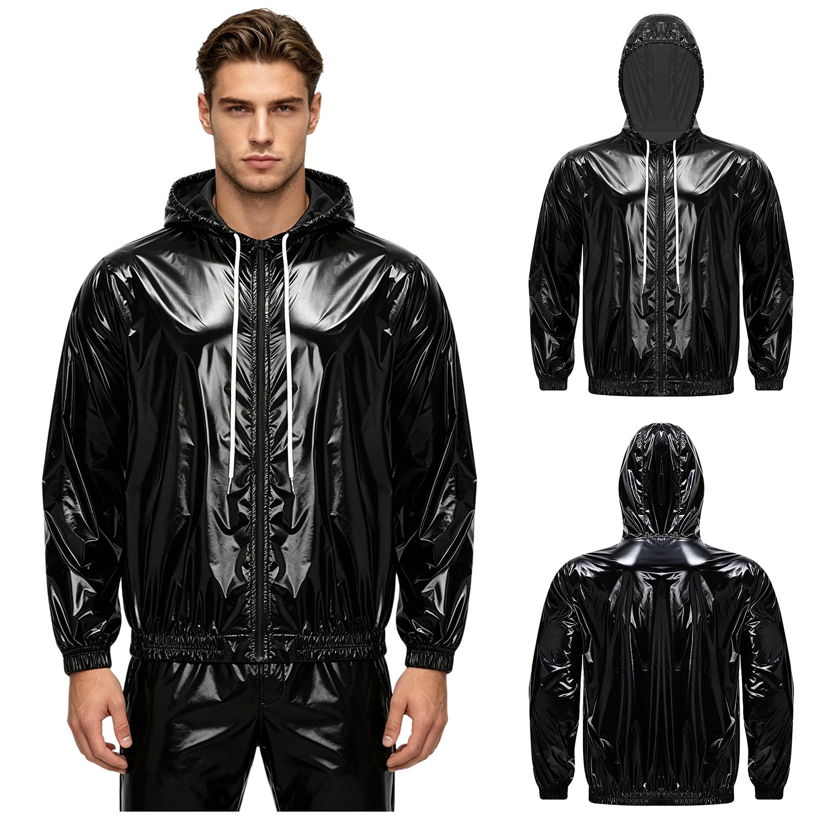 Men’s Waterproof Hooded Jacket Outerwear Windbreaker Raincoat Workout Sweatshirt