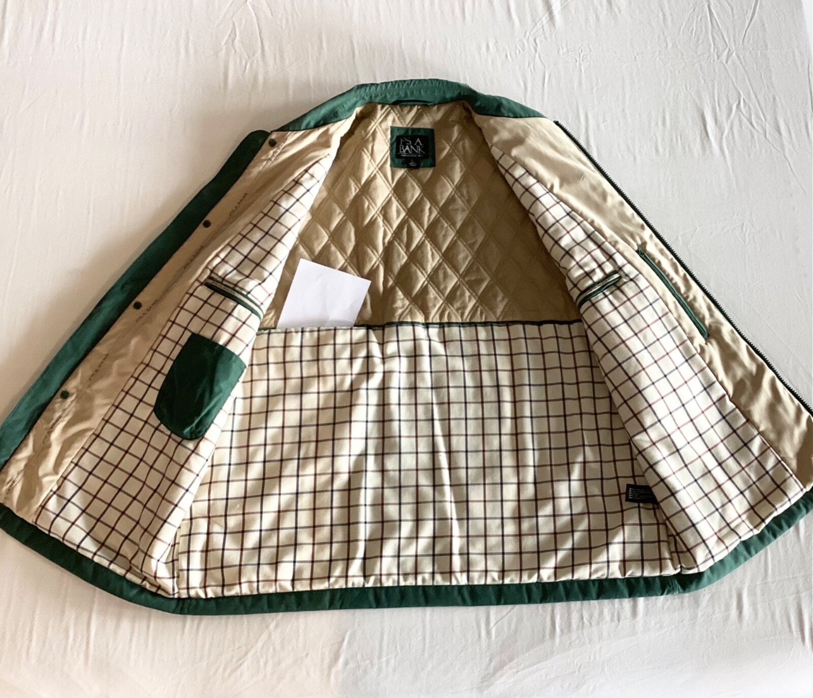 Jos. A. Banks Lined 10 Pocket Vest, Size Men L, Hunter Green, RN 31608