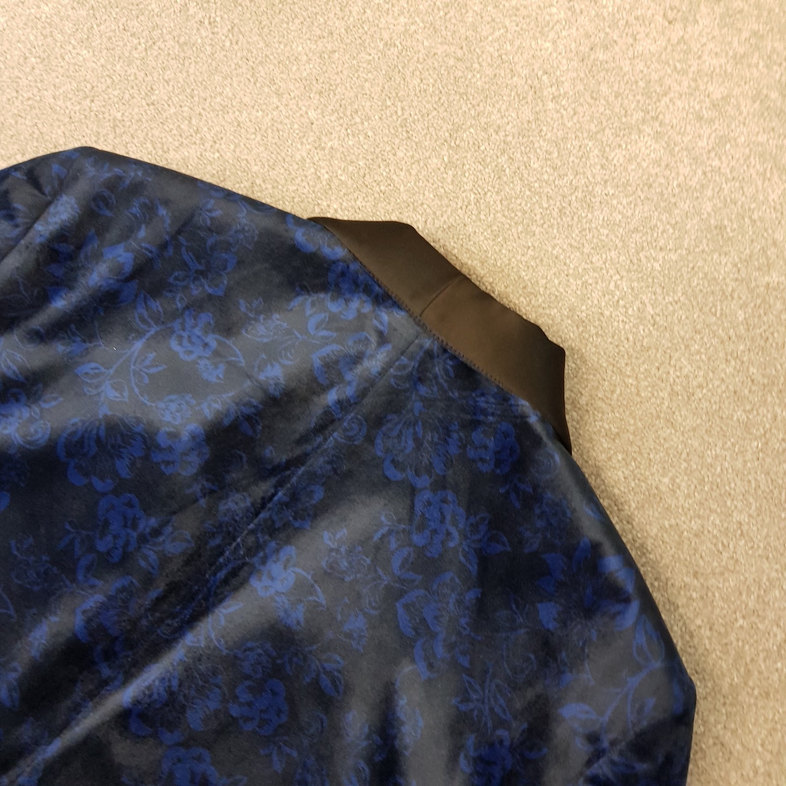 Next Mens Jacket 38S Blue Velvet Skinny Tuxedo Smoking Blazer Satin Lapel Floral